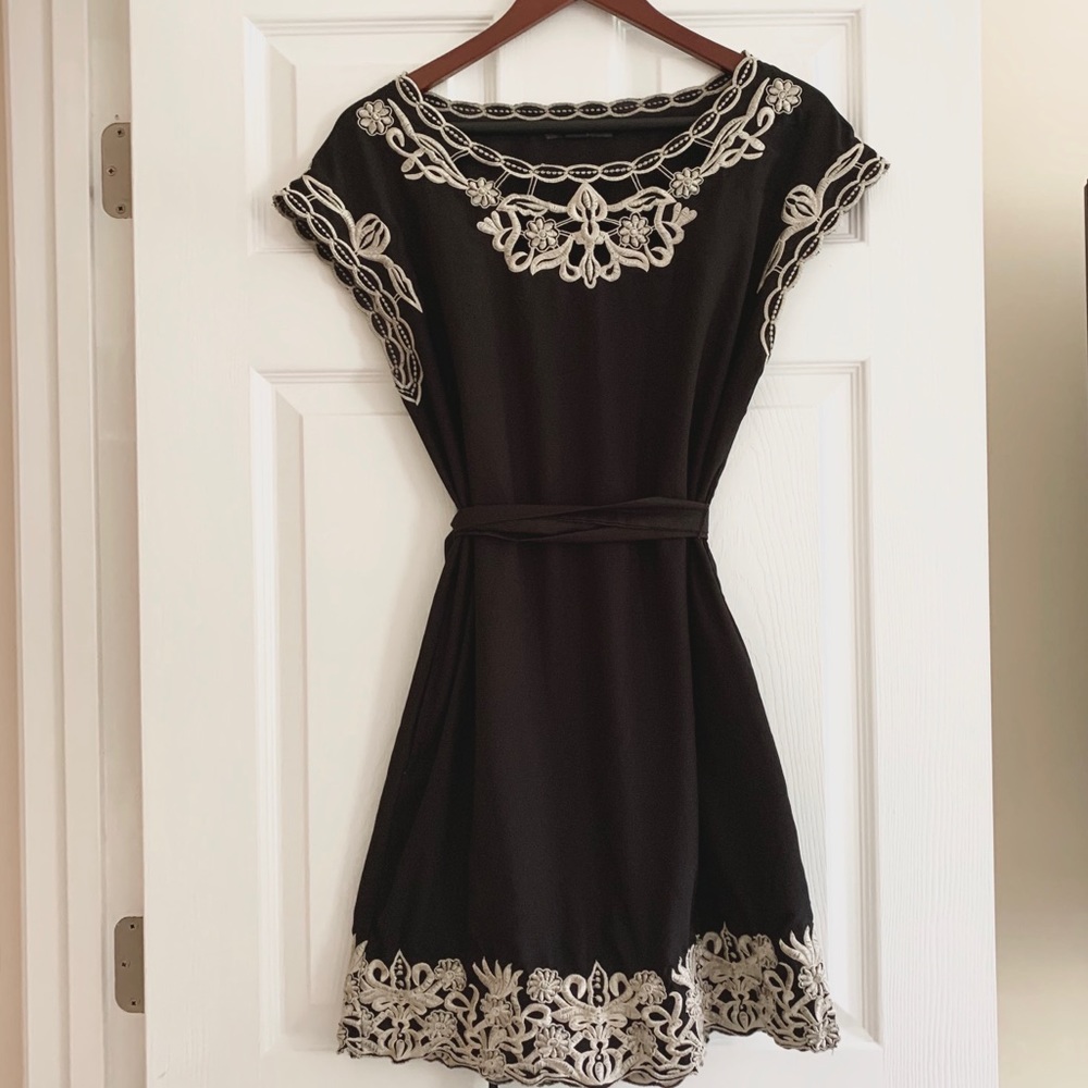 Little black dress with embroidery detail